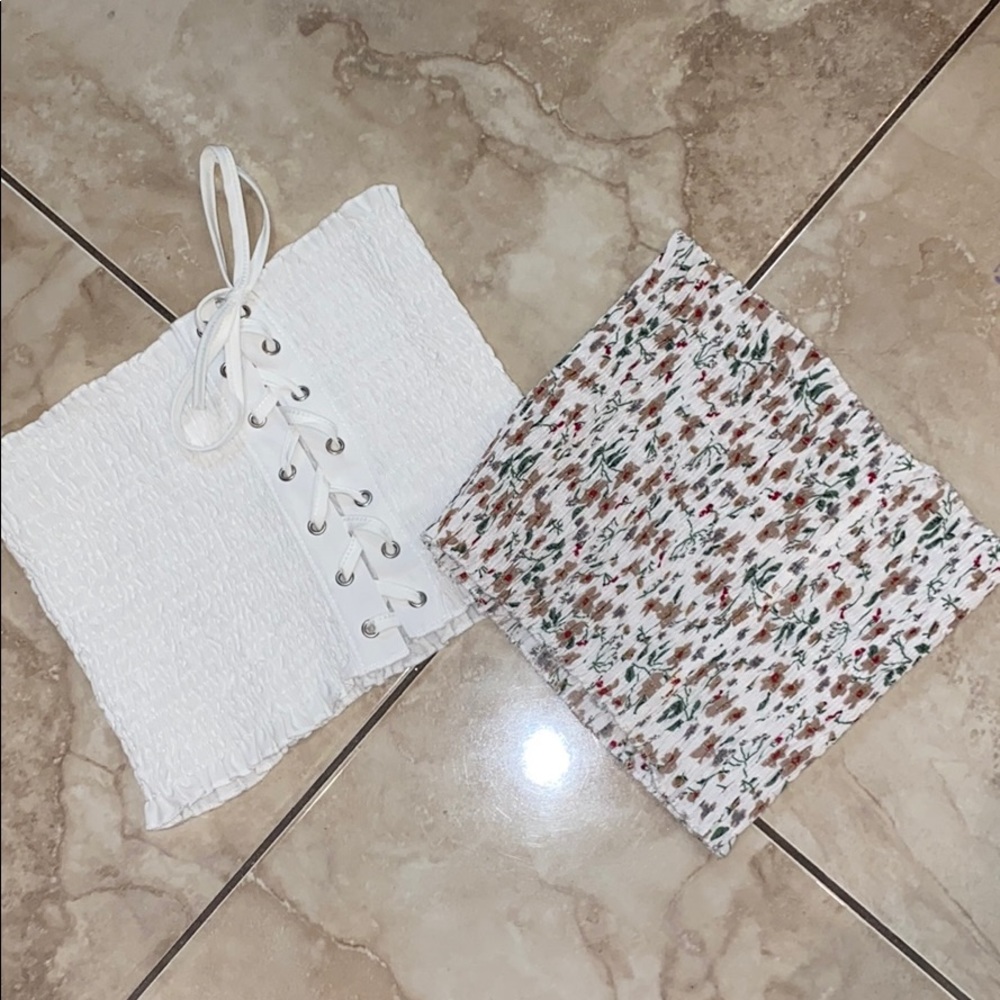 2 ribbed pattern tube tops